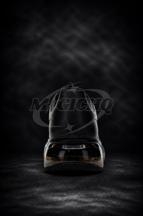 All black clear soled oversized sneakers